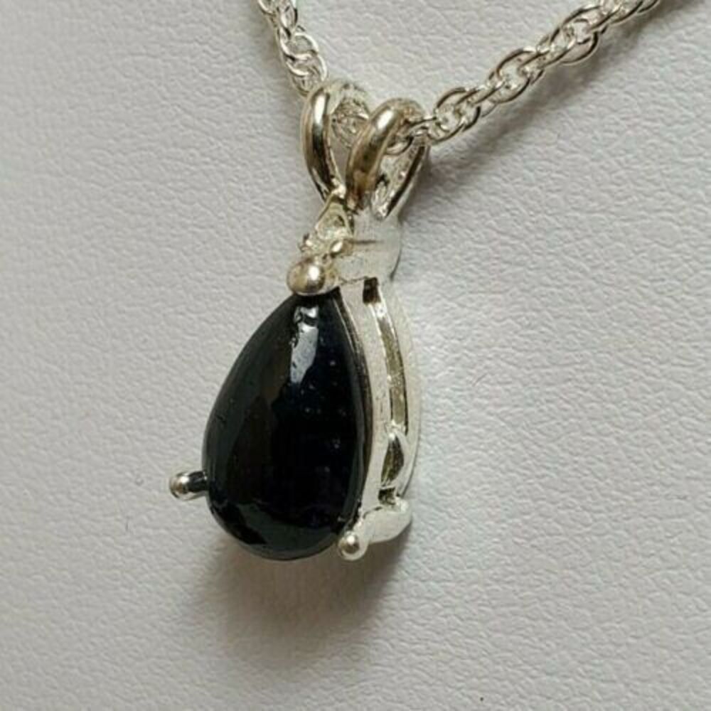 Natural Sapphire and Diamond Pendant Necklace with 18 Chain - Picture 3 of 8